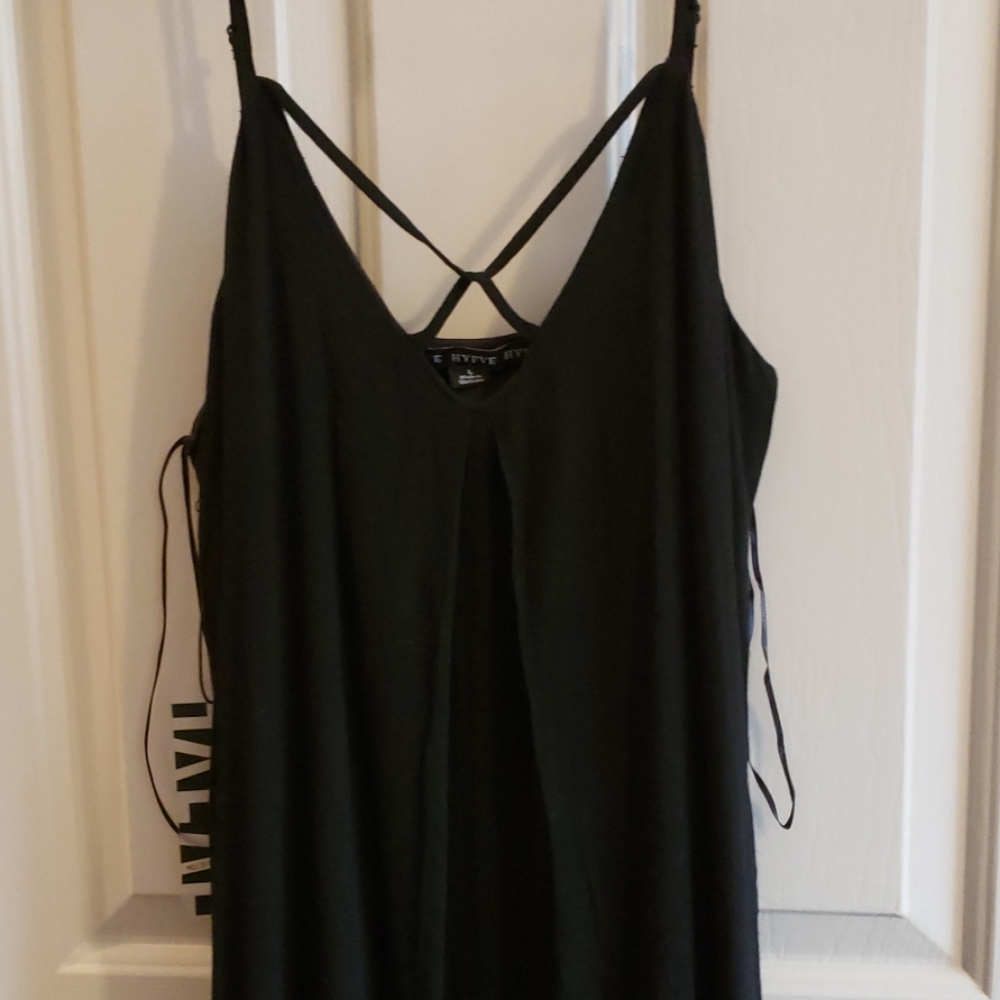 A black cami dress